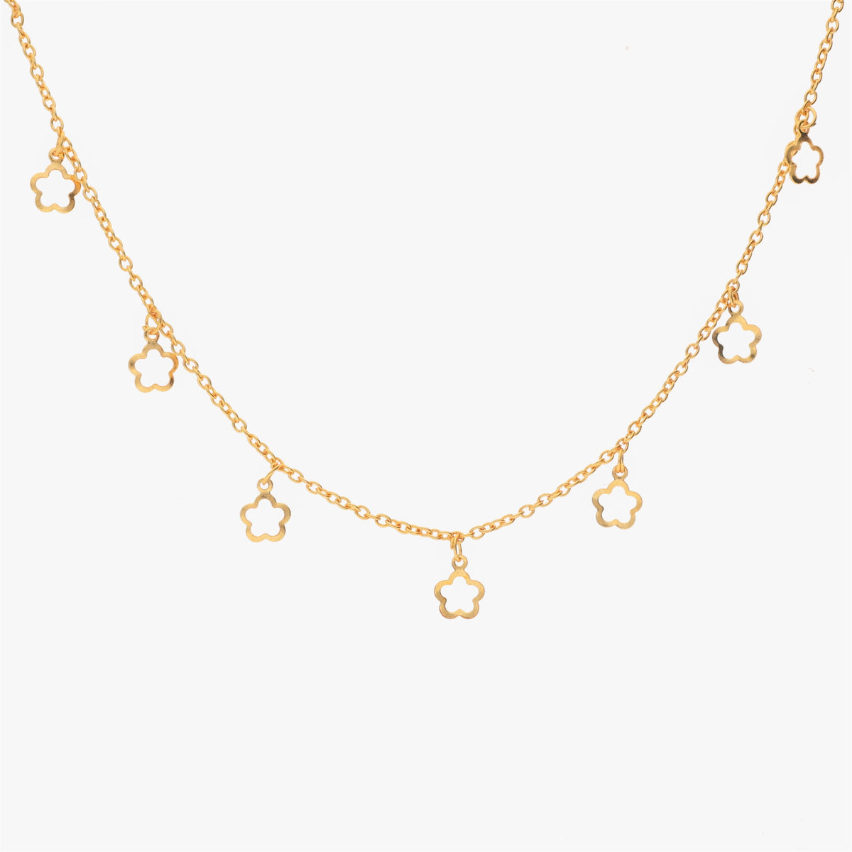 Anzu Dainty Flower Charm Necklace | Demifine Gold Station Design