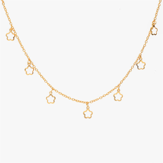 Anzu Dainty Flower Charm Necklace | Demifine Gold Station Design