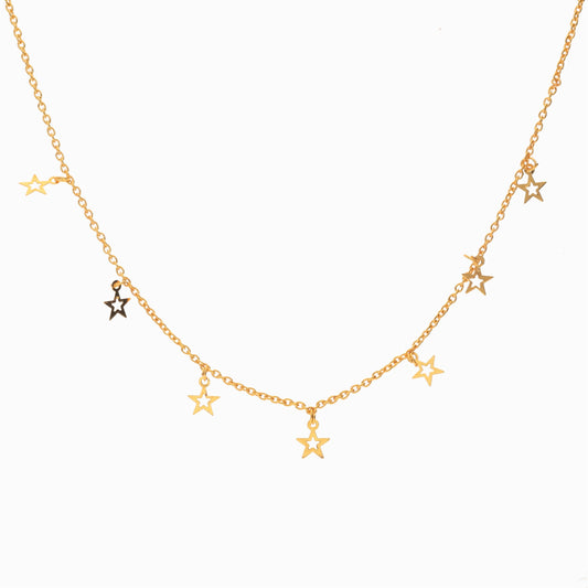 Anzu Dainty Star Charm Necklace | Demifine Gold Station Design