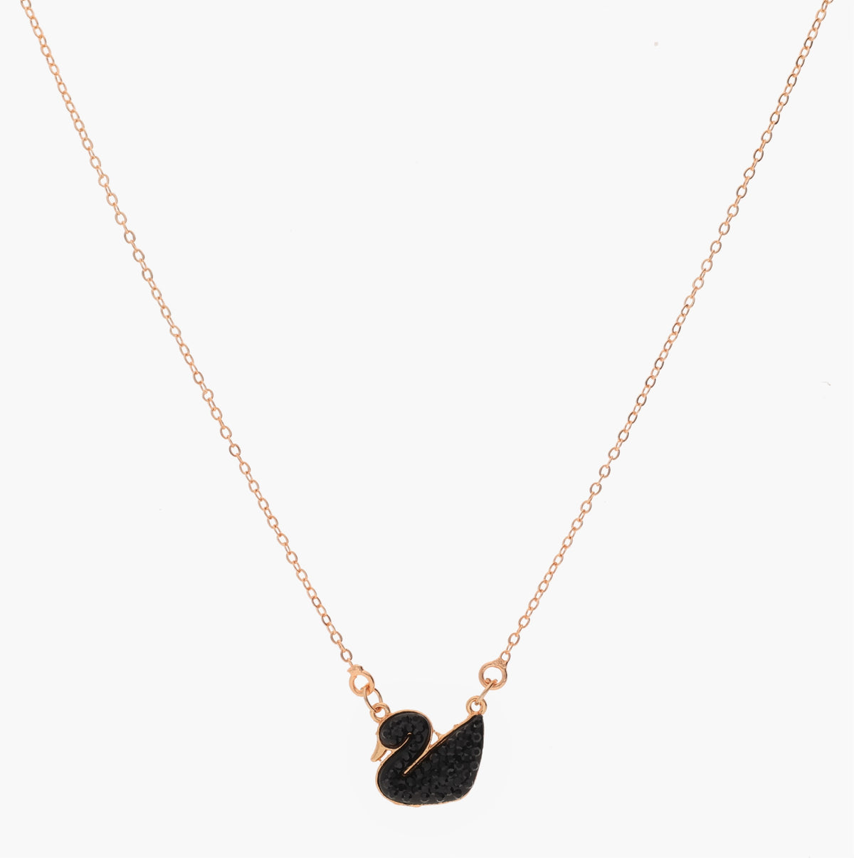 Anzu Black Swan Necklace | Rose Gold Demifine Zirconia Pendant