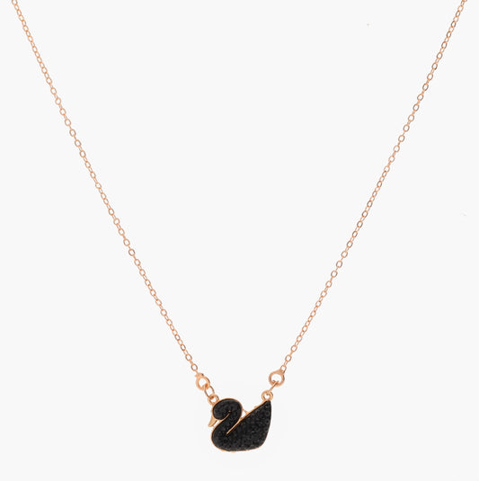Anzu Black Swan Necklace | Rose Gold Demifine Zirconia Pendant