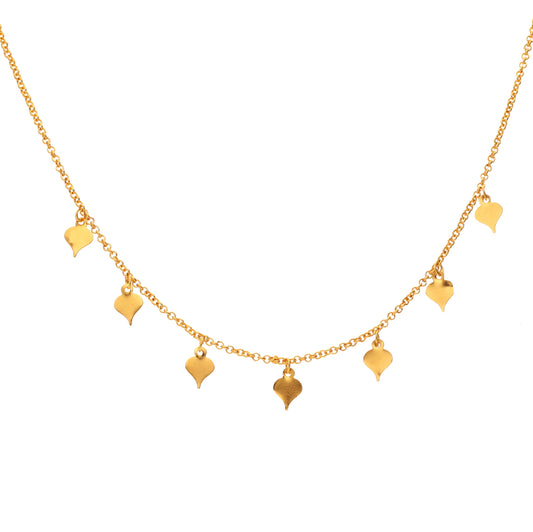 Anzu Dainty Heart Charm Necklace | Demifine Gold Station Design