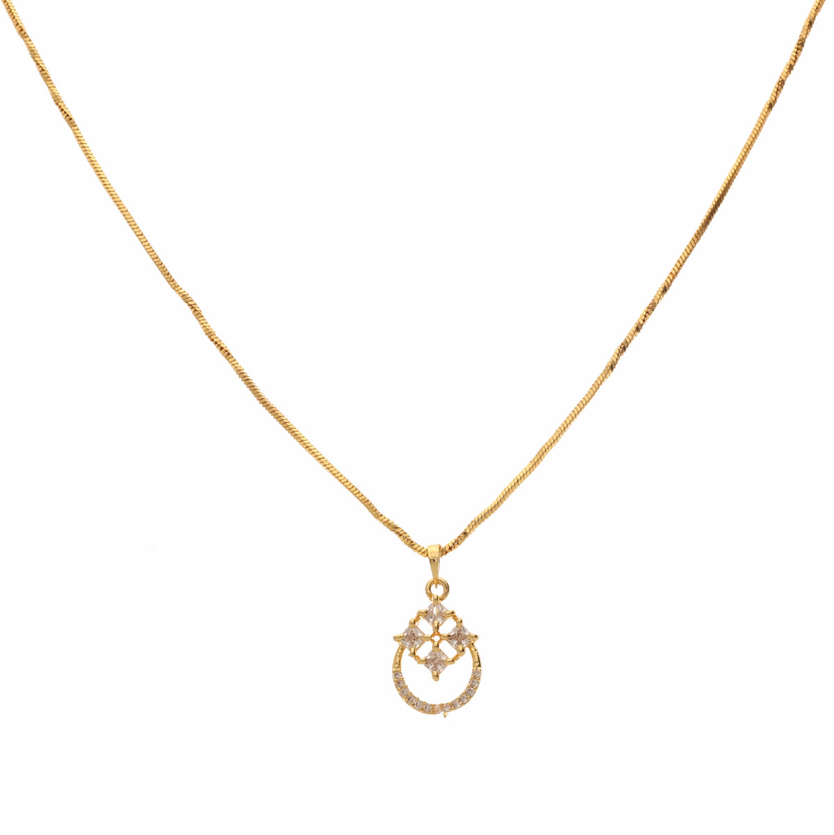 Anzu Crescent Flower Necklace | Dainty Demifine Zirconia Pendant