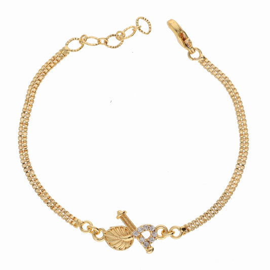 Anzu Om Flute Leaf Bracelet | Spiritual Demifine Gold Jewellery