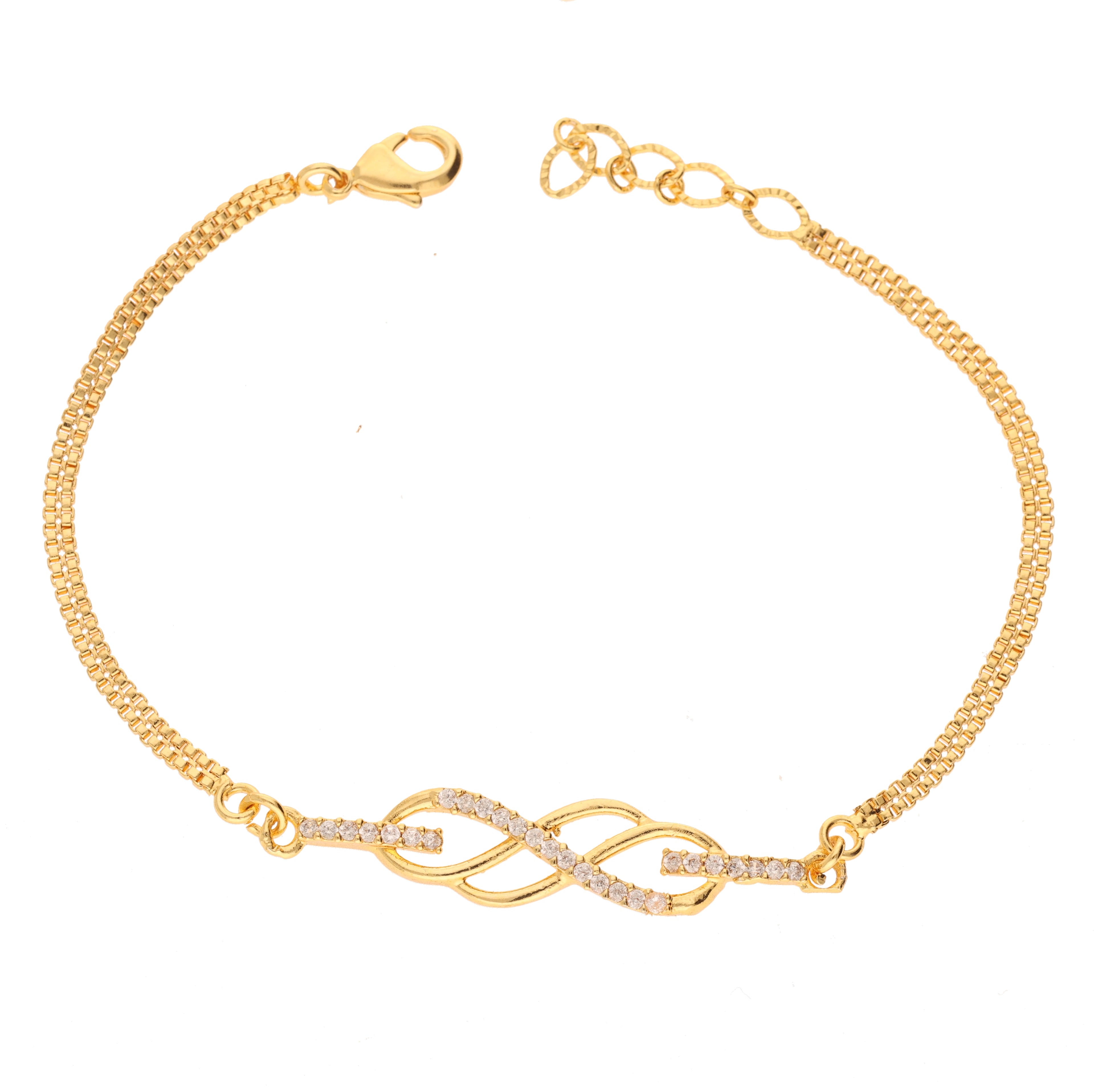 Dazzling Infinity Symbol Bracelet with CZ Accents | 1g Gold Plated