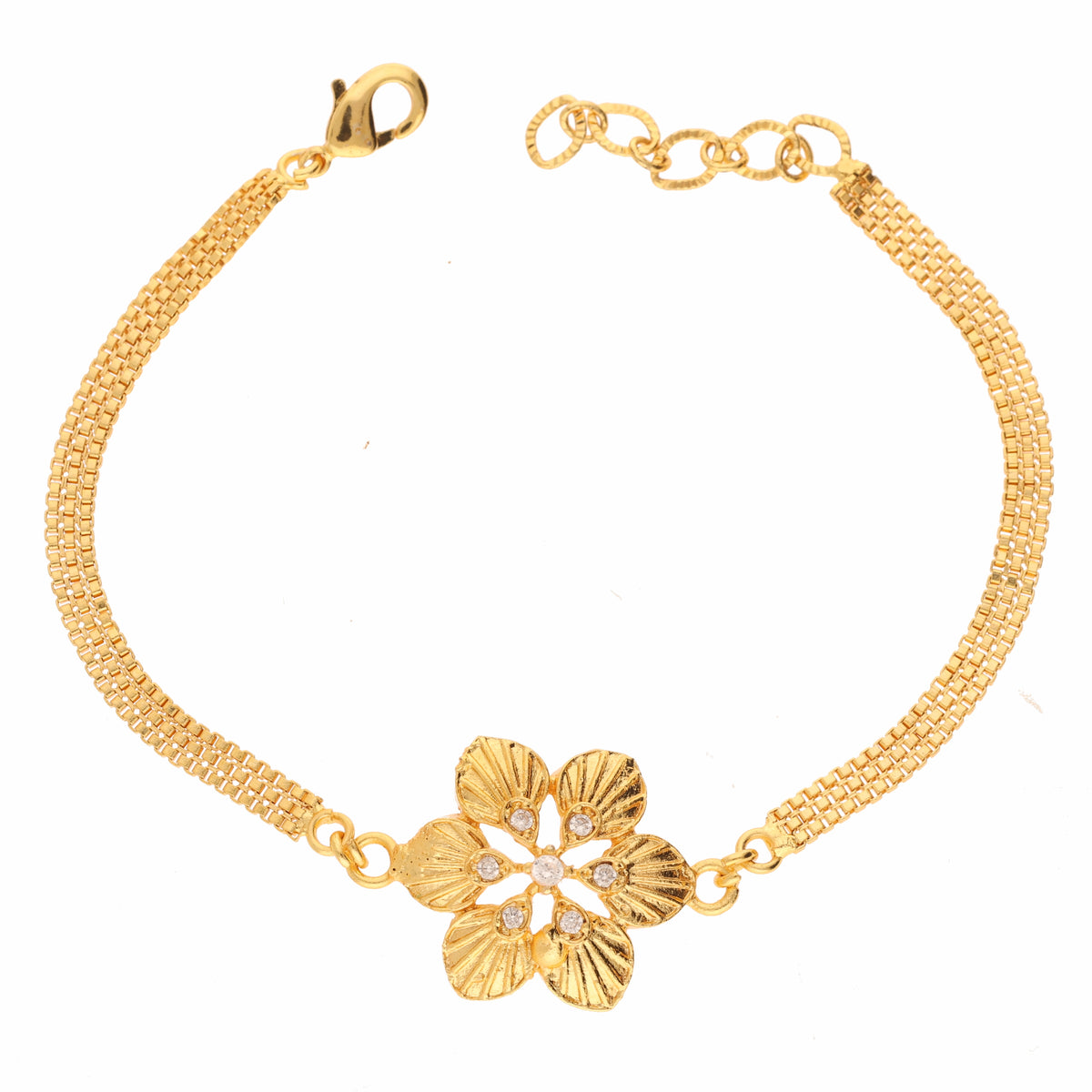 Anzu Floral Statement Bracelet | Demifine Gold Shell Petal Design