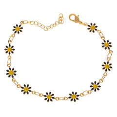 Anzu Black & Yellow Daisy Bracelet | Demifine Enamel Charm Jewellery