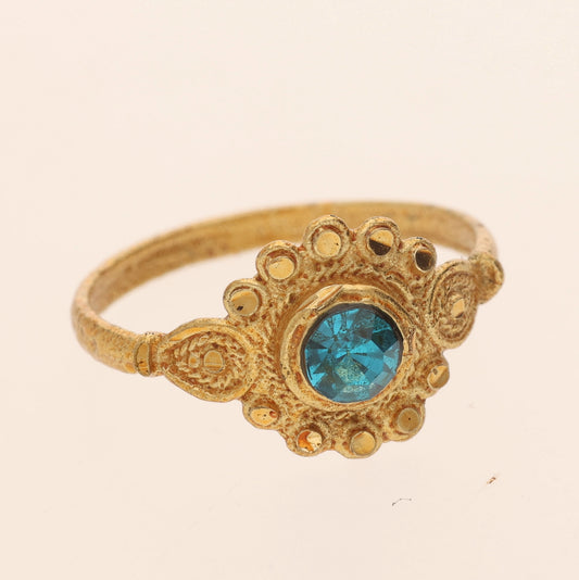Anzu Demifine Gold Ring | Vintage Blue Gemstone Design