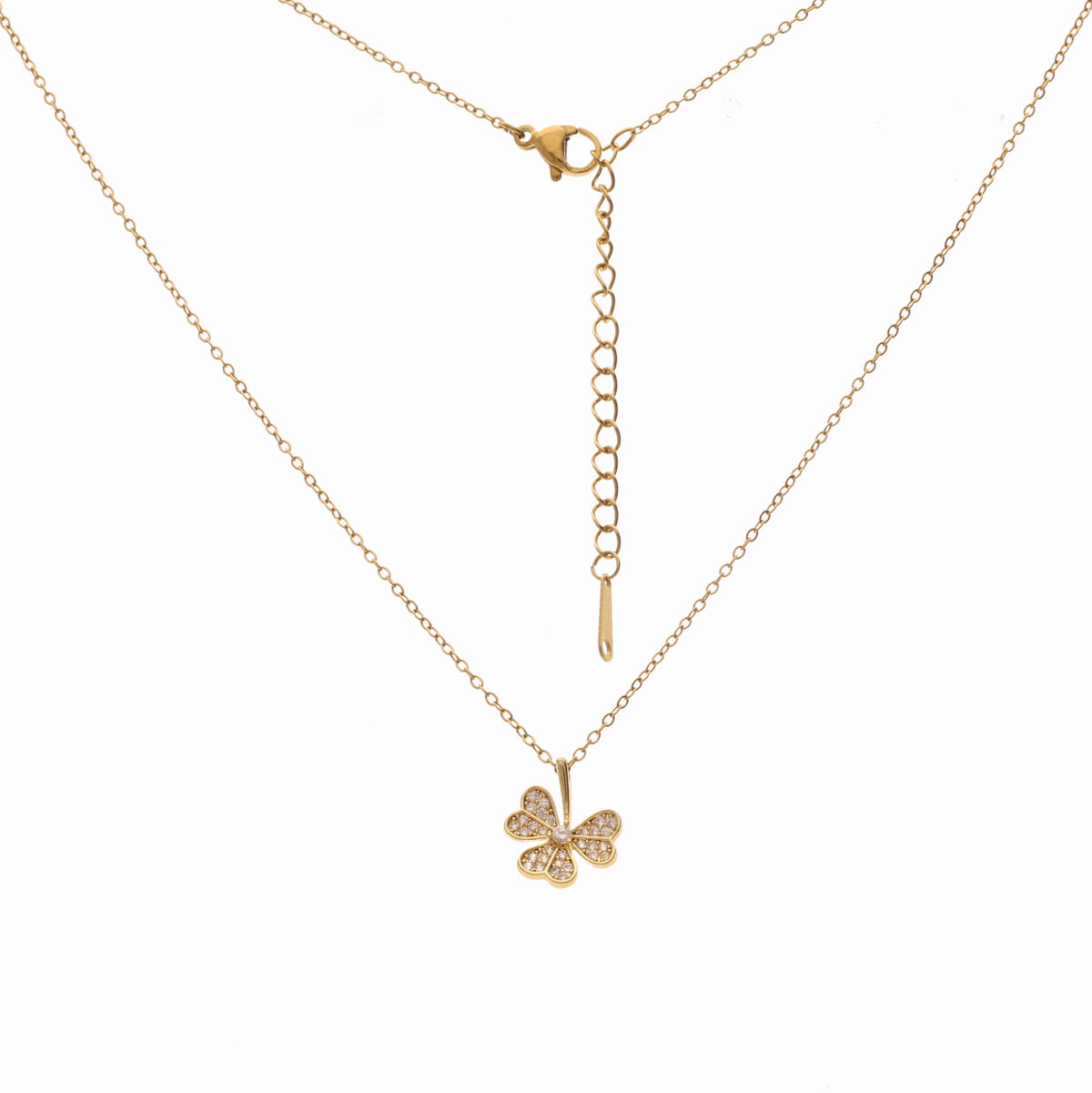Anzu Dainty Clover Necklace | Demifine Four Leaf Lucky Charm Pendant