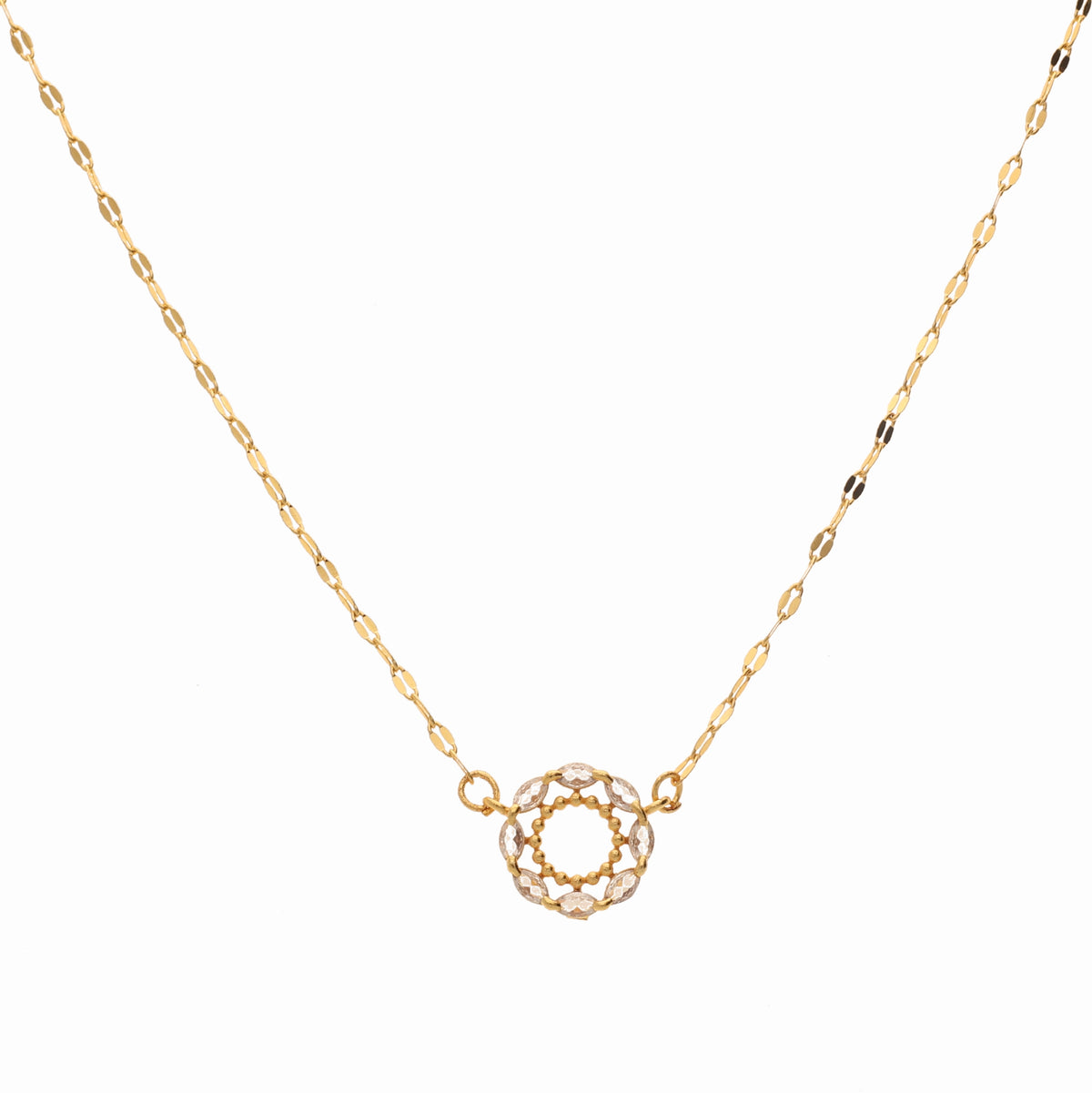 Anzu Demifine Circle Necklace | Geometric Zirconia Pendant