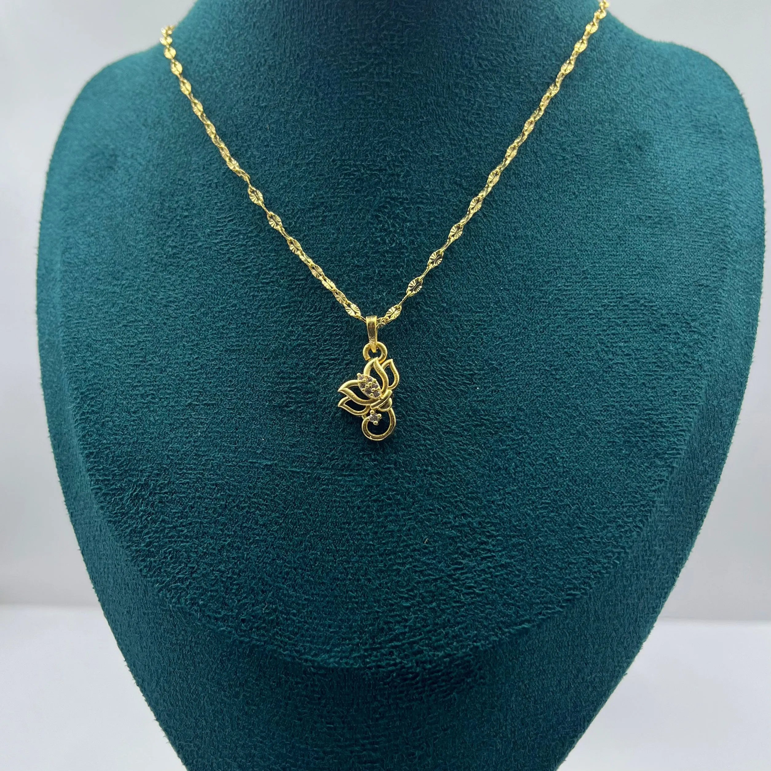 Delicate Butterfly/Flower Motif Pendant Necklace | 1g Gold Plated