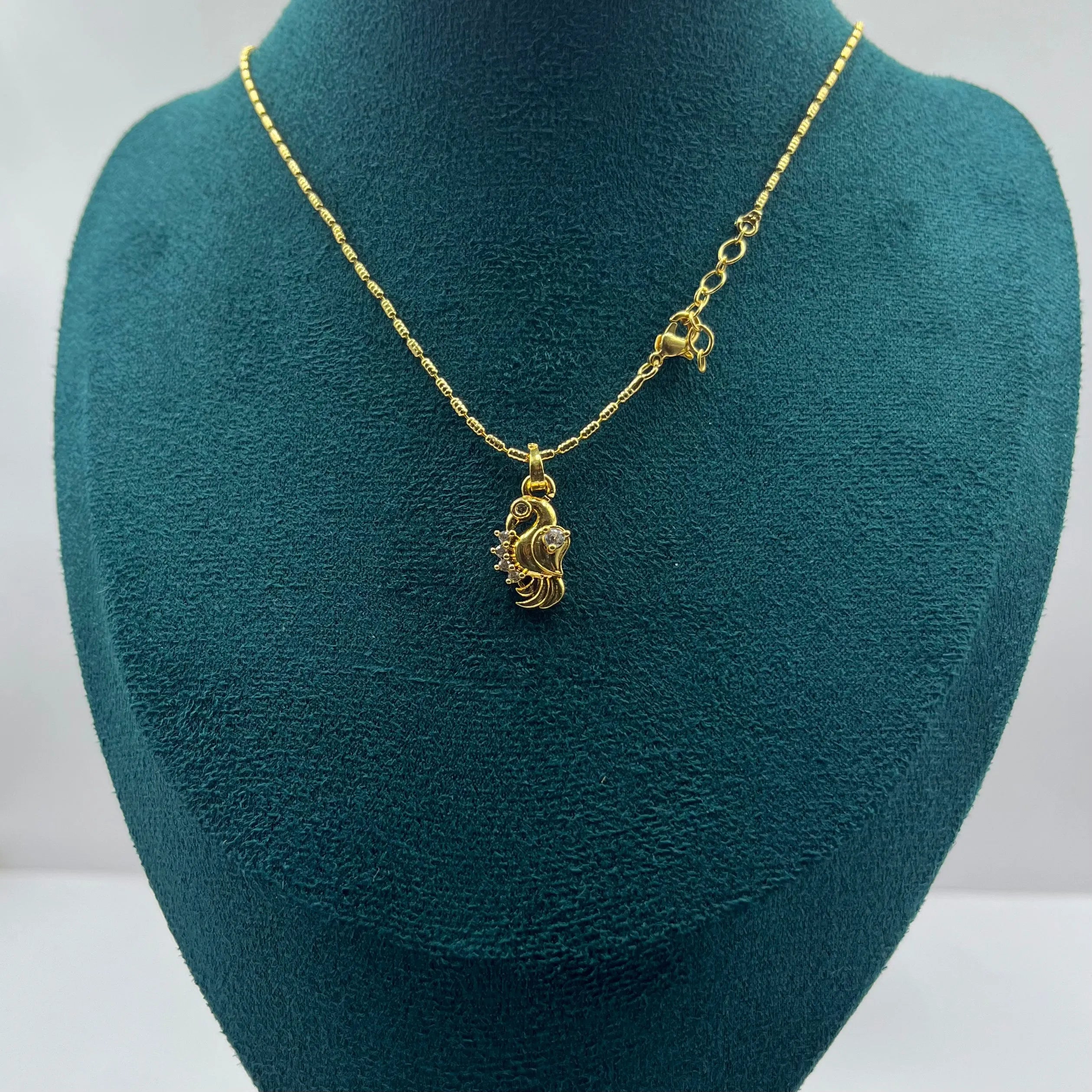 Ornate Peacock/Bird Motif Pendant Necklace | 1g Gold Plated