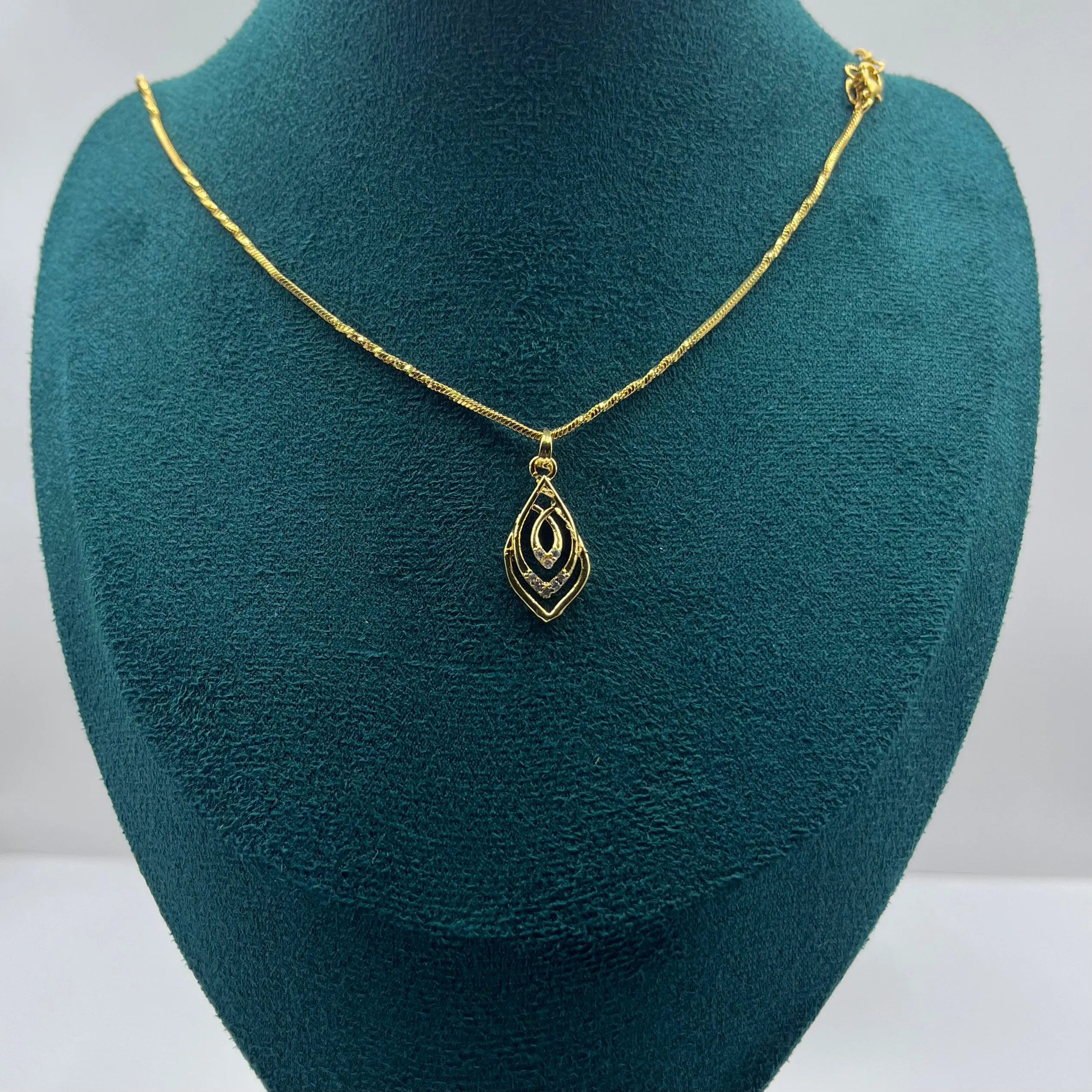 Elegant Layered Marquise Pendant Necklace | 1g Gold Plated
