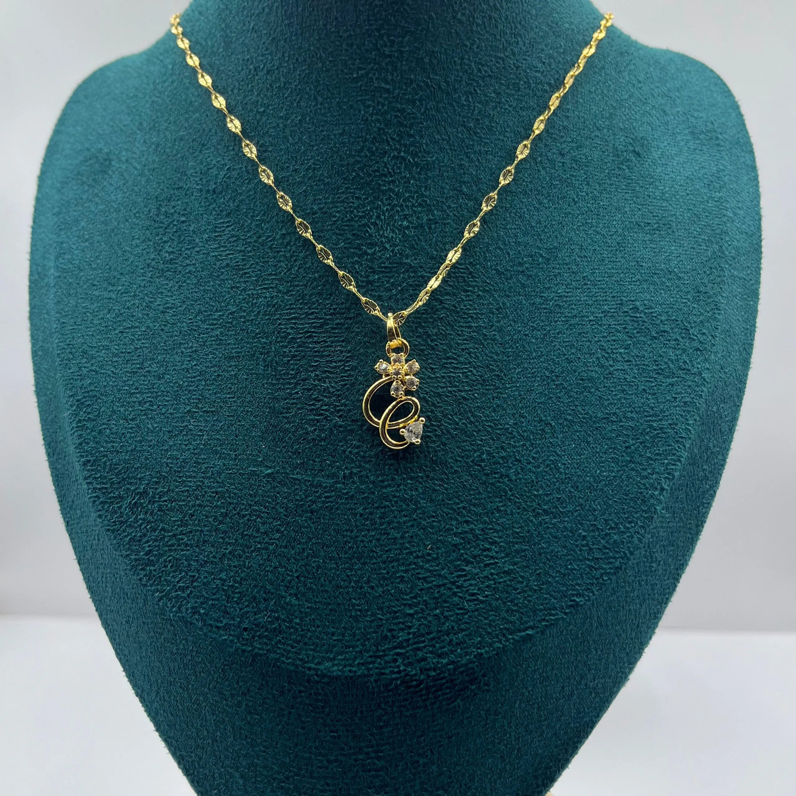 Abstract Scroll Initial Pendant Necklace | 1g Gold Plated