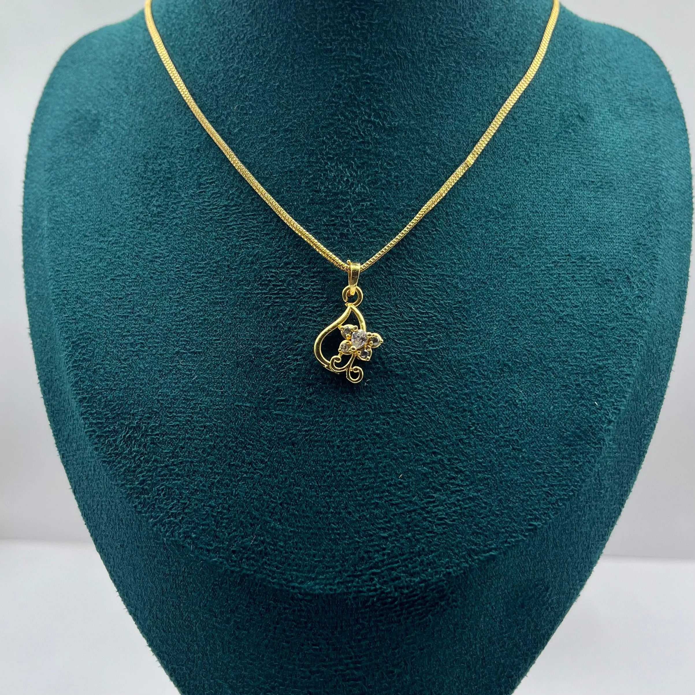 Abstract Swirl Heart Motif Pendant Necklace | 1g Gold Plated