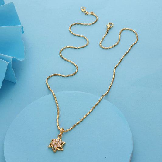 Anzu Demifine Lotus Flower Necklace | Dainty Zirconia Star Pendant