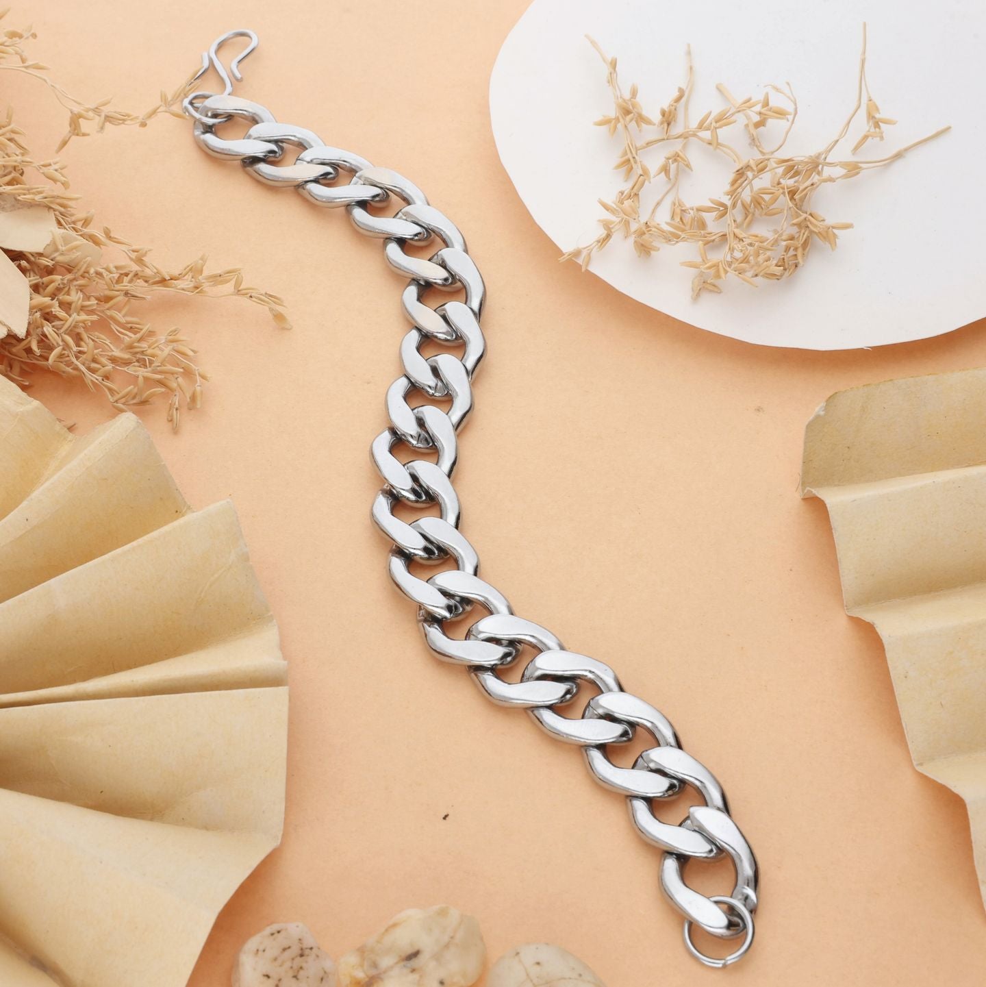Bold Silver Tone Chunky Curb Chain Bracelet | Statement Accessory