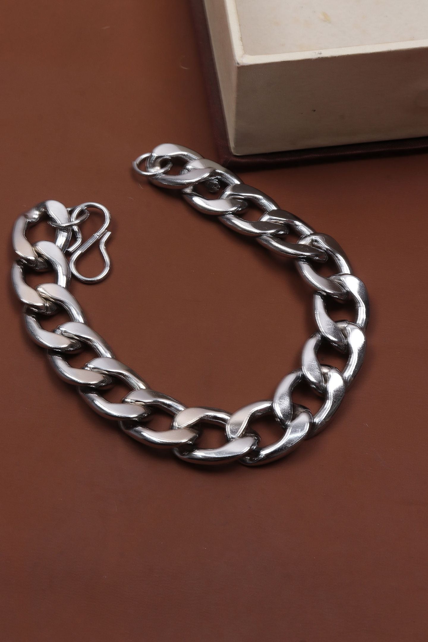 Bold Silver Tone Chunky Curb Chain Bracelet | Statement Accessory