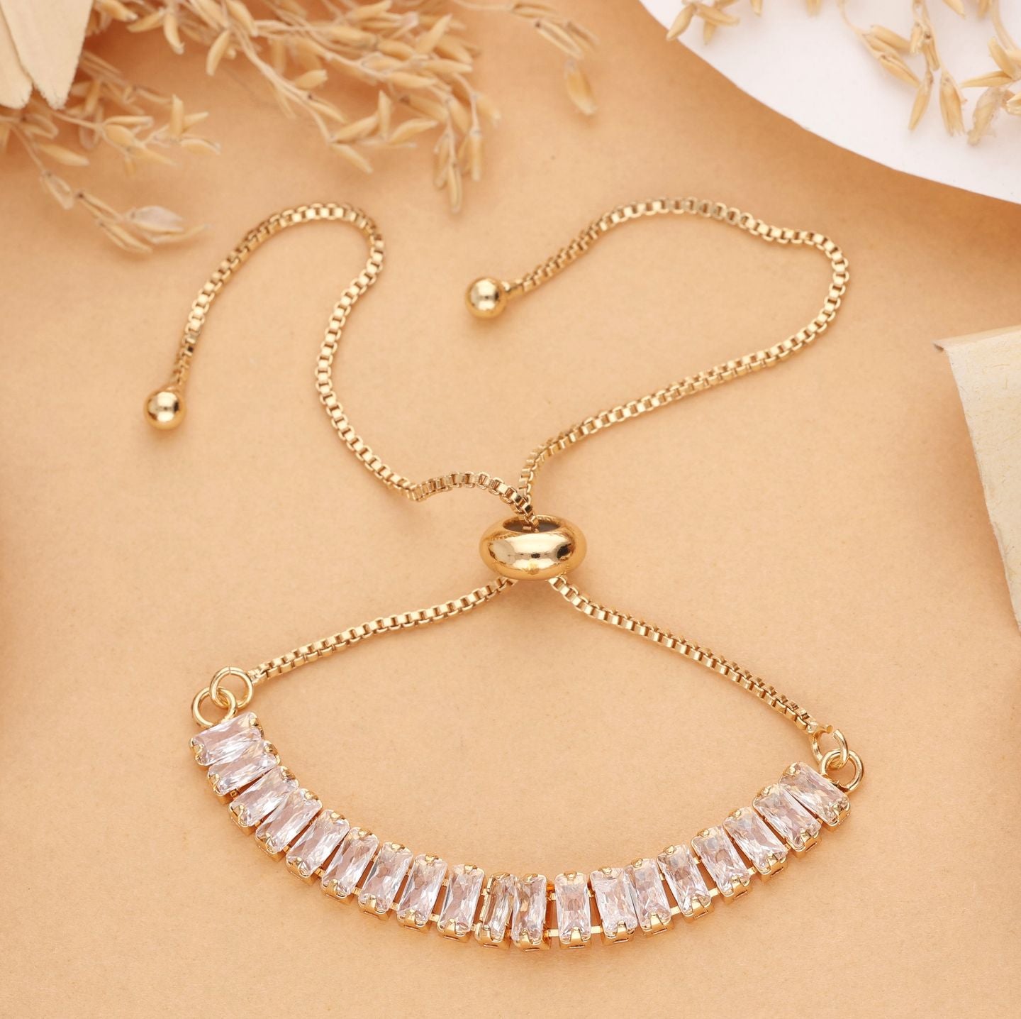 Dazzling Floral Cluster Bolo Bracelet | Adjustable | 1g Gold Plated