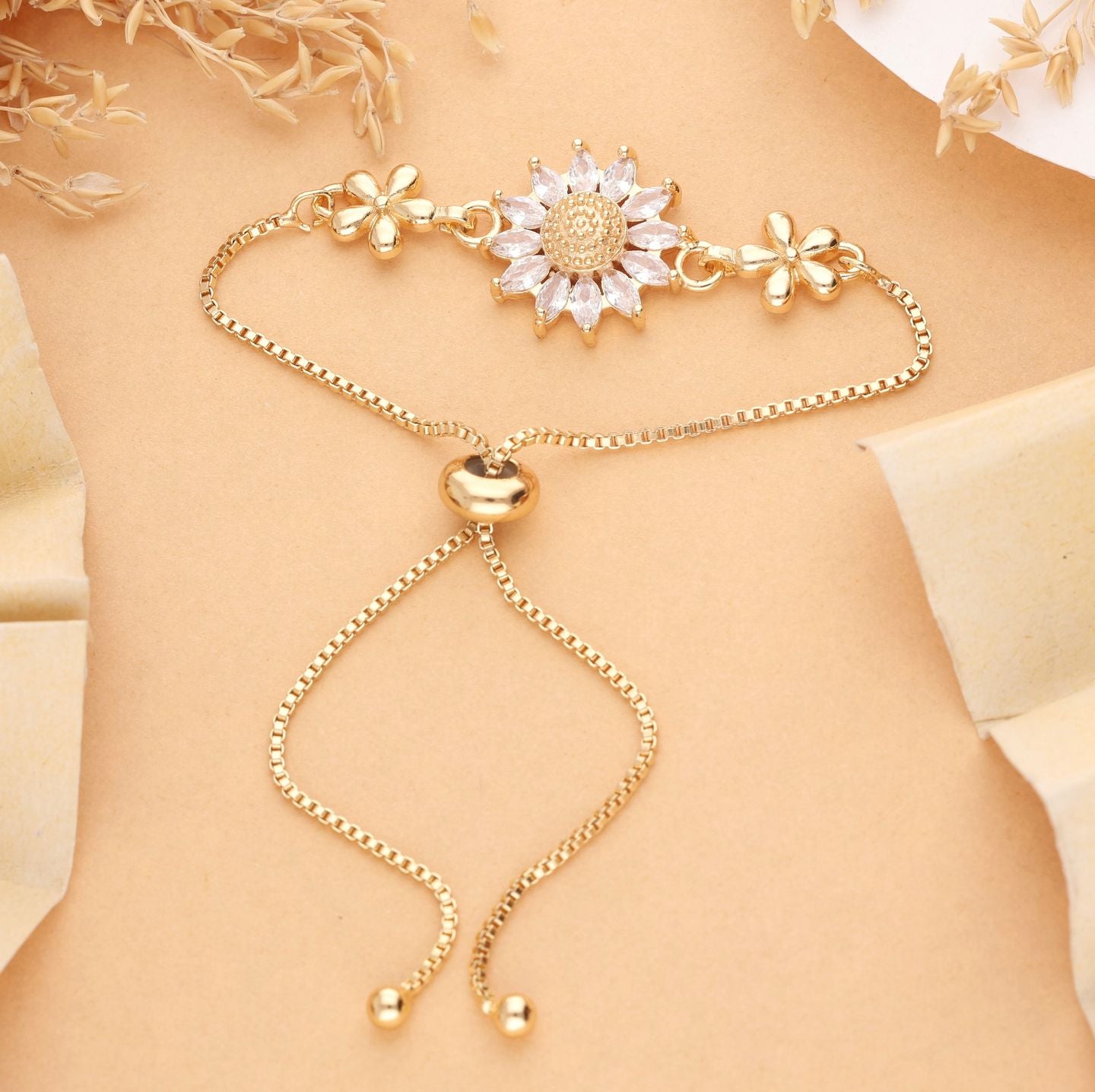 Bar Set Baguette CZ Bolo Bracelet | Adjustable | 1g Gold Plated