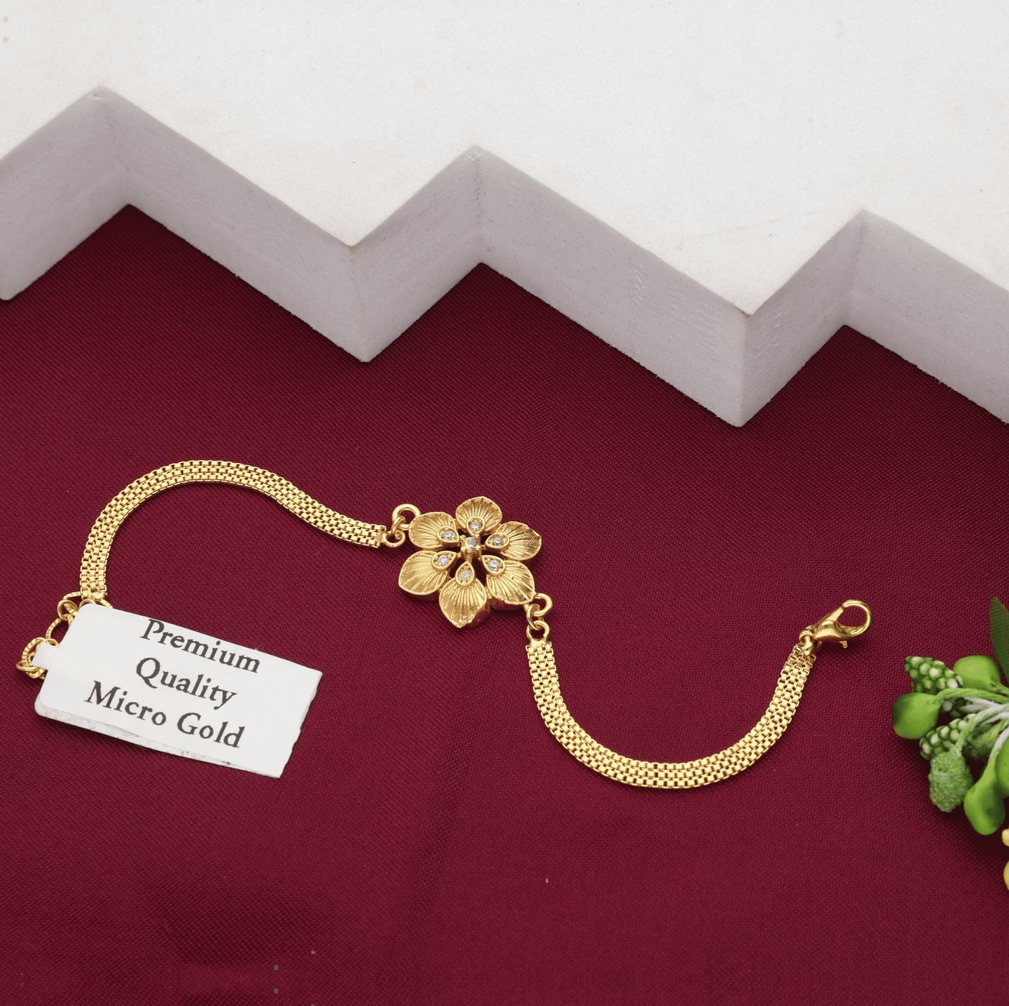 Ornate Clover Charm Necklace with CZ Cluster | 1g Gold Plated