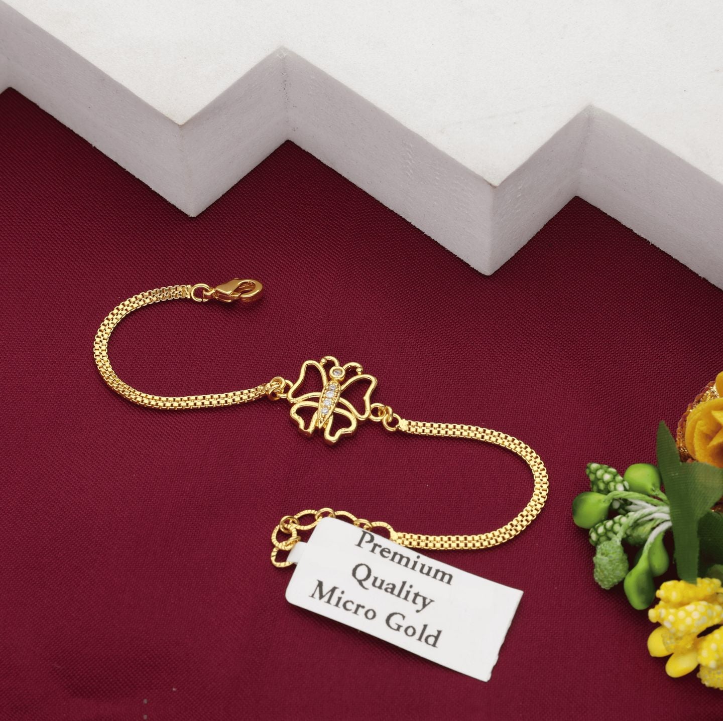 Ornate Abstract Scroll Pendant Necklace | 1g Gold Plated CZ