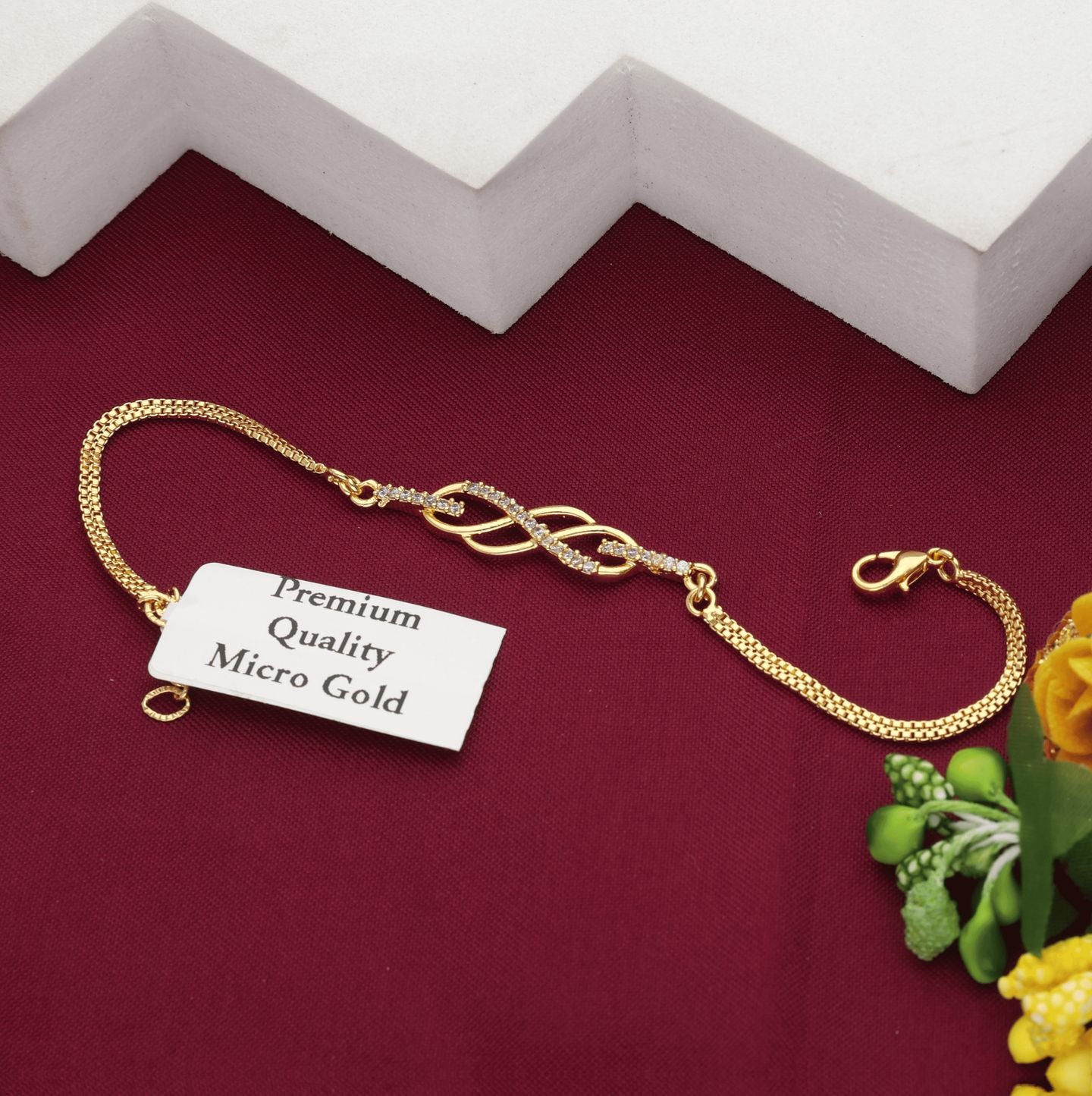 Dazzling Infinity Symbol Bracelet with CZ Accents | 1g Gold Plated