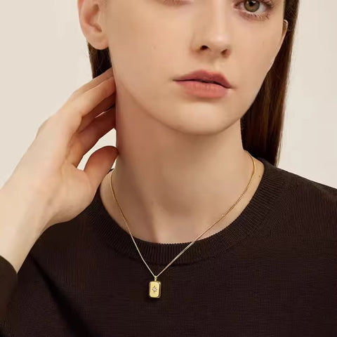 Stellar Radiance Pendant | Gold-Plated Zircon Diamond Necklace