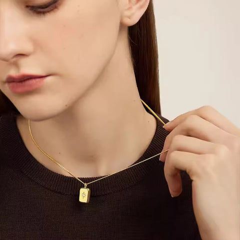 Stellar Radiance Pendant | Gold-Plated Zircon Diamond Necklace