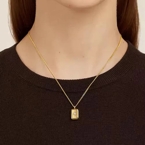 Stellar Radiance Pendant | Gold-Plated Zircon Diamond Necklace