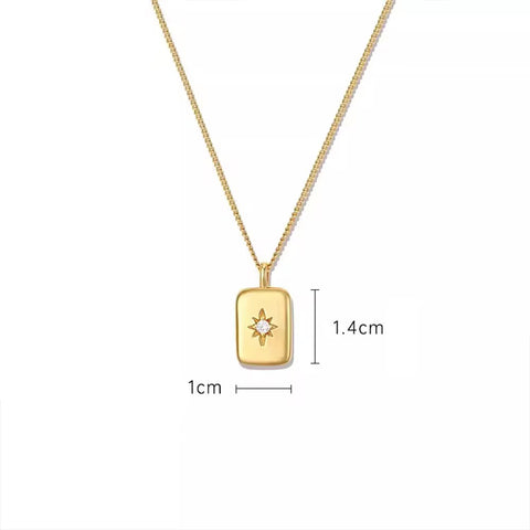Stellar Radiance Pendant | Gold-Plated Zircon Diamond Necklace