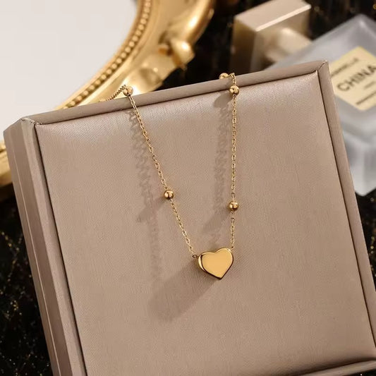 Golden Heartbeat Necklace |  Heart Pendant with Dainty Chain