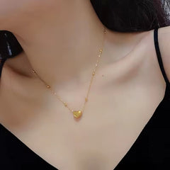 Golden Heartbeat Necklace |  Heart Pendant with Dainty Chain