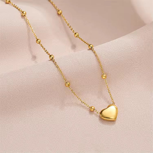 Golden Heartbeat Necklace |  Heart Pendant with Dainty Chain