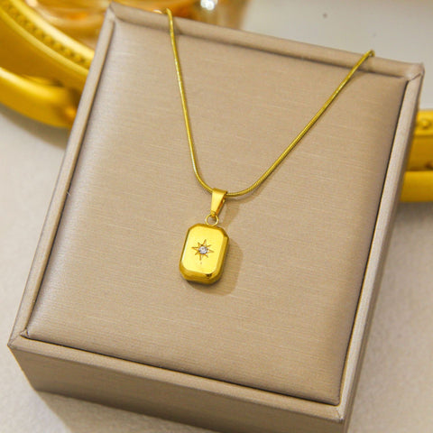 Stellar Radiance Pendant | Gold-Plated Zircon Diamond Necklace