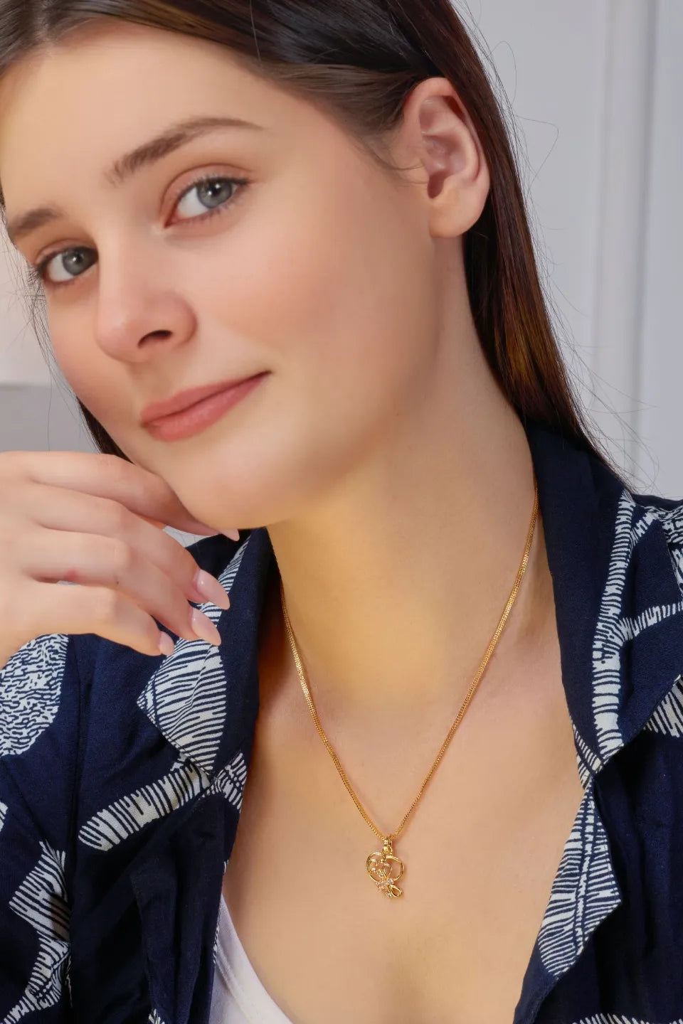 Abstract Heart Swirl Motif Pendant Necklace | 1g Gold Plated